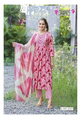 Shanaya vol 6 by Mystic 9 Premium Quality reyon foil printed Kurti pant and dupatta catalogue at low price fancy Anarkali suit catalogs