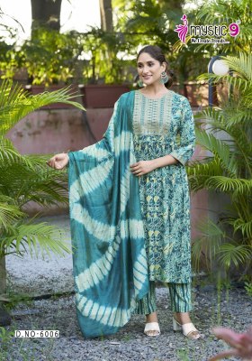Shanaya vol 6 by Mystic 9 Premium Quality reyon foil printed Kurti pant and dupatta catalogue at low price fancy Anarkali suit catalogs
