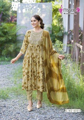 Shanaya vol 6 by Mystic 9 Premium Quality reyon foil printed Kurti pant and dupatta catalogue at low price fancy Anarkali suit catalogs