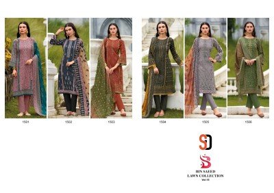 Sharaddha Designer Bin Saeed Vol-15 Pure Cotton Self Embroidery Unstitched Suit with Mal-Mal Cut Work Dupatta Wholesale  dress material catalogs