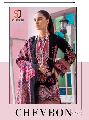 Sharaddha designer present Chevron 3 lawn cotton printed with embroidered patch unstitched dress material catalogue at low rate Amavi