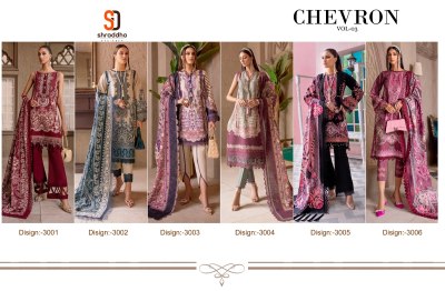 Sharaddha designer present Chevron 3 lawn cotton printed with embroidered patch unstitched dress material catalogue at low rate dress material catalogs