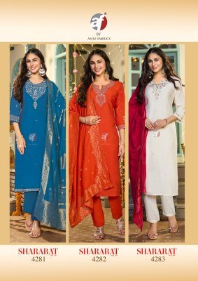 Shararat Vol 9 Modal Silk Kurti Pant with Pure Jacquard Silk Dupatta Embroidery And Hand Work Set Wholesale kurti pant with dupatta Catalogs