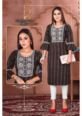 Sharmili vol 1 newly lunch fancy neck sluize sequence work kurti catalog at affordable price kurtis catalogs