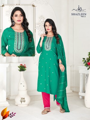 Shazleen vol 2 by manav heavy reyon embroidered readymade suit catlogue at affordable rate readymade suit catalogs