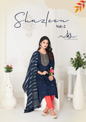 Shazleen vol 2 by manav heavy reyon embroidered readymade suit catlogue at affordable rate readymade suit catalogs