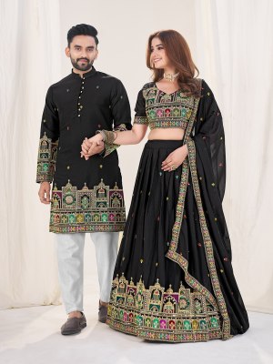 Shee Star Georgette Couple 4 Combo Designer Kurta for Men And Embroidered Lehenga Choli for Women  Party Wedding Wear Wholesale lehenga choli catalogs