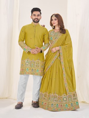Shee Star Georgette Couple 4 Combo Designer Kurta for Men And Embroidered Lehenga Choli for Women  Party Wedding Wear Wholesale lehenga choli catalogs