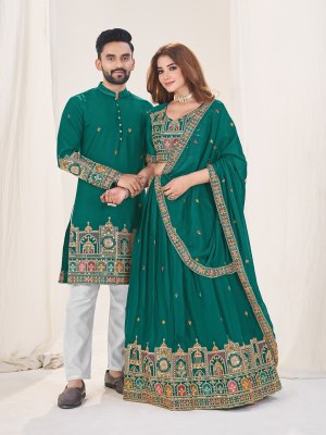 Shee Star Georgette Couple 4 Combo Designer Kurta for Men And Embroidered Lehenga Choli for Women  Party Wedding Wear Wholesale lehenga choli catalogs