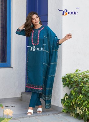 Shika vol 2 by Bonie 3piece embroidered kurti pant and dupatta catalogue at affordable rate readymade suit catalogs