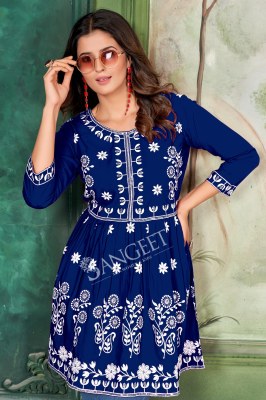 Shikha present Malai Reyon white Embroidered Fancy Short Top collection at amavi Expo western wear catalogs