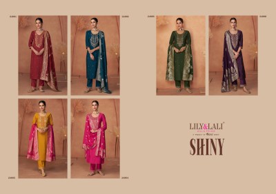 Shiny by Lily and lali Embroidered readymade top bottom and dupatta catalogue at affordable rate  readymade suit catalogs