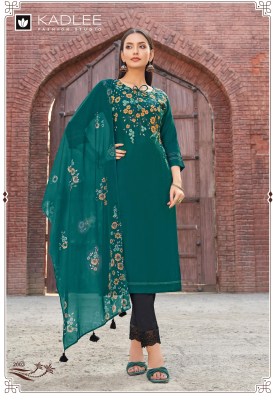 Shivani by Kadlee Viscorse Handwork Top bottom and dupatta catalogue at affordable rate readymade suit catalogs