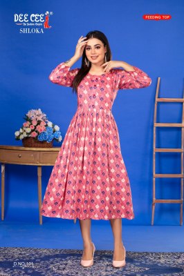 Shloka by Dee cee falred long feeding kurti catalogue at affordable rate kurtis catalogs