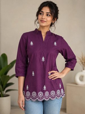 Short Top Cotton 60×60 Beautiful Embroidery Work Size wise Combo Set
