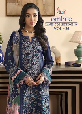Shre Fab Ombre Lawn Collection Vol-26 Embroidered Cotton Suit Collection 
