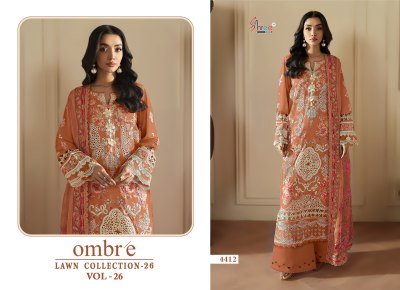 Shre Fab Ombre Lawn Collection Vol-26 Embroidered Cotton Suit Collection dress material catalogs