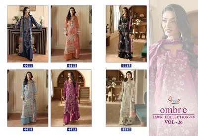 Shre Fab Ombre Lawn Collection Vol-26 Embroidered Cotton Suit Collection dress material catalogs
