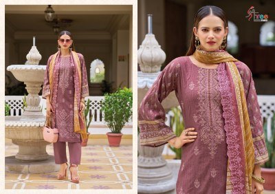 Shree Fab Bin Saeed Lawn Collection Vol 22 Unstitched Embroidered Cotton Suit with Malmal Dupatta Wholesale dress material catalogs
