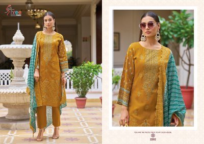 Shree Fab Bin Saeed Lawn Collection Vol 22 Unstitched Embroidered Cotton Suit with Malmal Dupatta Wholesale dress material catalogs