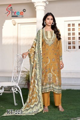Shree Fab KT 223 Unstitched Suit Pure Viscose Maslin Digital Print with Hand Work  Pure Viscose Rayon Bottom And Dupatta Wholesale Shree fab
