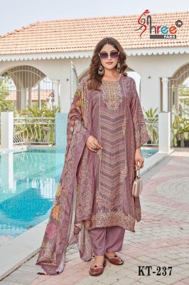 Shree Fab KT 237 Pure Viscose Maslin Digital Print Unstitched Suit Set with Aari   Hand Work Unstitched Wholesale Shree fab
