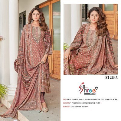 Shree Fab KT 238 Unstitched Suit Pure Viscose Maslin Digital Print with Hand Work  Pure Viscose Rayon Bottom And Dupatta Wholesale dress material catalogs