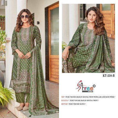 Shree Fab KT 238 Unstitched Suit Pure Viscose Maslin Digital Print with Hand Work  Pure Viscose Rayon Bottom And Dupatta Wholesale dress material catalogs