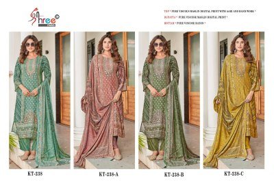 Shree Fab KT 238 Unstitched Suit Pure Viscose Maslin Digital Print with Hand Work  Pure Viscose Rayon Bottom And Dupatta Wholesale dress material catalogs