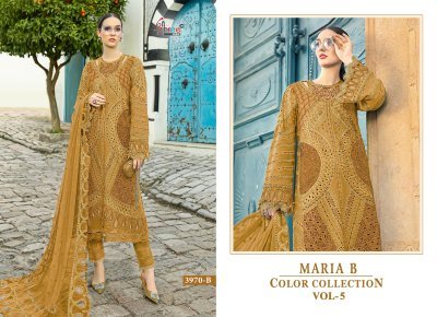 Shree Fab Maria B Colour Collection Vol 5 Premium Cotton Embroidered Salwar Unstitched Suit Set Organja embroidered  Dupatta Wholesale dress material catalogs