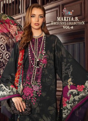 Shree Fab Maria B Exclusive Collection Vol 6 Pure Cotton Embroidery Work Chiffon dupatta Pakistani suits catalogue buy wholesale price in India  Shree fab