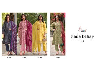 Shree Fab Sada Bahar Cutwork NX Unstitched Pure Cotton Suit with Exclusive Embroidery, Semilawn Bottom And Siffon Cotton Dupatta Wholesale dress material catalogs