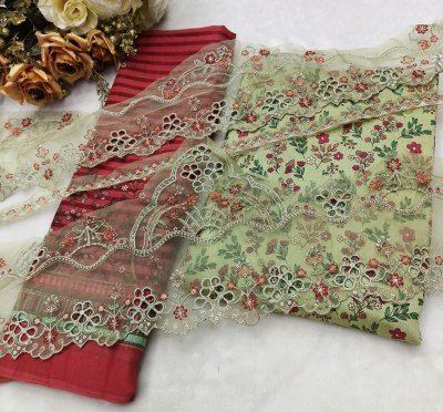 Shree Fab Sada Bahar Cutwork NX Unstitched Pure Cotton Suit with Exclusive Embroidery, Semilawn Bottom And Siffon Cotton Dupatta Wholesale dress material catalogs