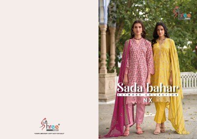 Shree Fab Sada Bahar Cutwork NX Unstitched Pure Cotton Suit with Exclusive Embroidery, Semilawn Bottom And Siffon Cotton Dupatta Wholesale dress material catalogs