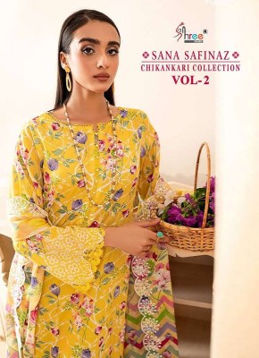 Shree Fab Sana Safinaz Chikankari Collection Vol 2 Pure Cotton  Self Embroidery Pakistani suits catalogue with Embordered dupatta   Shree fab