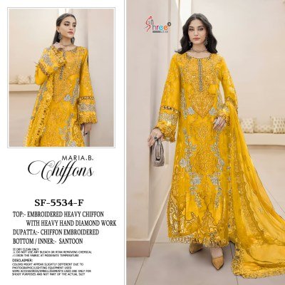 Shree Fab Maria SF 5534 Chiffon Dress Material Catalogue Pcs Wholesale Rate  dress material catalogs