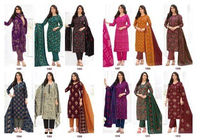 Shree Ganesh Ajrak Vol-3 Cotton Kurti Pant Dupatta Set kurti pant with dupatta Catalogs