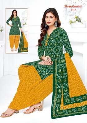 Shree Ganesh Bandhani Patiyala Vol 04 Pure Cotton Unstitched Dress Material Set  Printed Top  Bottom And Dupatta Wholesale dress material catalogs