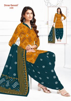 Shree Ganesh Bandhani Patiyala Vol 04 Pure Cotton Unstitched Dress Material Set  Printed Top  Bottom And Dupatta Wholesale dress material catalogs