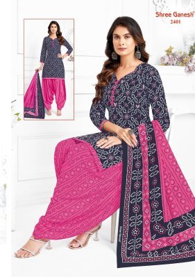 Shree Ganesh Bandhani Patiyala Vol 04 Pure Cotton Unstitched Dress Material Set  Printed Top  Bottom And Dupatta Wholesale dress material catalogs