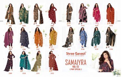 Shree Ganesh Samaiyra Vol-23 Pure Cotton Printed Dress Material Collection dress material catalogs