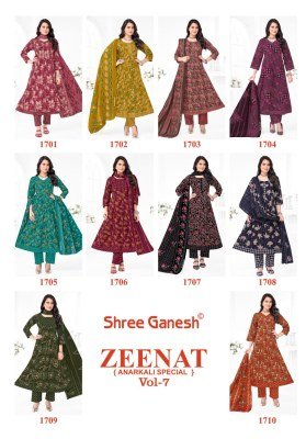Shree Ganesh Zeenat Vol-7 Heavy Cotton Printed Anarkali Kurti Pant with Dupatta fancy Anarkali suit catalogs