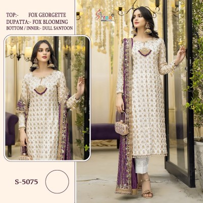 Shree fab by D No S 5075 fox blooming with embroidered pakistani suit catalogue at low rate Shree fab