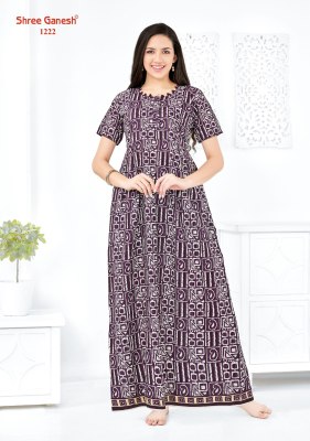 Shree ganesh by Kavya vol 2 pure cotton printed long ladies night wear catalogue  night wear catalogs
