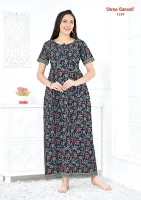 Shree ganesh by Kavya vol 2 pure cotton printed long ladies night wear catalogue  night wear catalogs