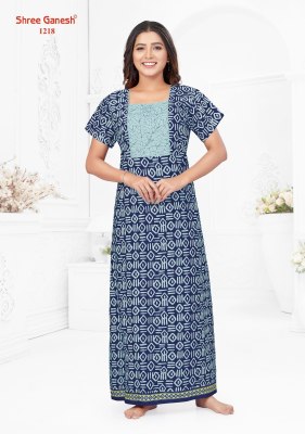Shree ganesh by Kavya vol 2 pure cotton printed long ladies night wear catalogue  night wear catalogs