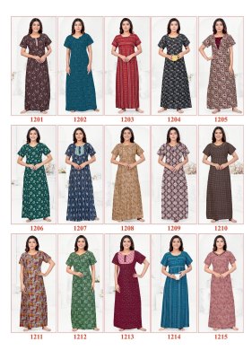 Shree ganesh by Kavya vol 2 pure cotton printed long ladies night wear catalogue  night wear catalogs