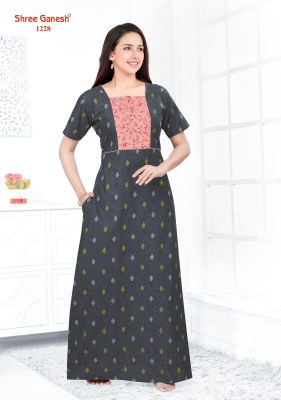 Shree ganesh by Kavya vol 2 pure cotton printed long ladies night wear catalogue  night wear catalogs