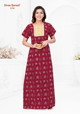 Shree ganesh by Kavya vol 2 pure cotton printed long ladies night wear catalogue  night wear catalogs