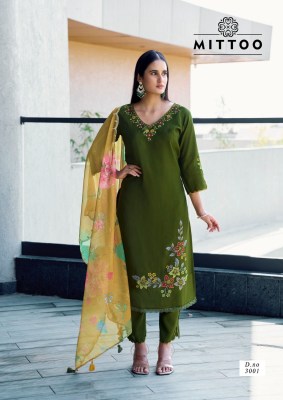 Shreelekha by Mittoo Modal Viscorse Thread work top bottom and dupatta catalogue at affordable rate readymade suit catalogs